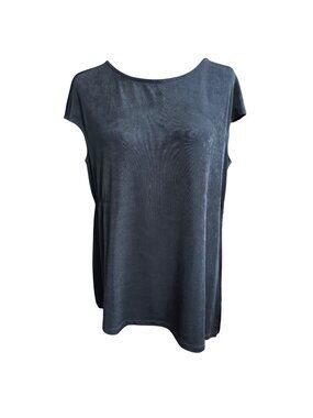 Chico's Shirt Size 2 P NWT Travelers Black Acetate Petite Short Sleeve Rushing